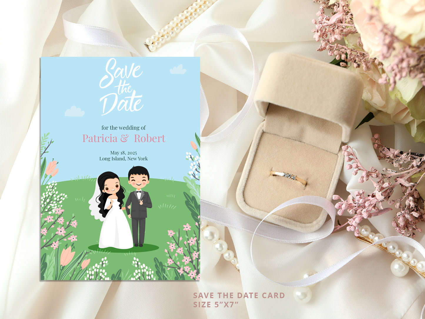 Cute Wedding Invitation, E-Invitation, Digital Template Set ##wd2271