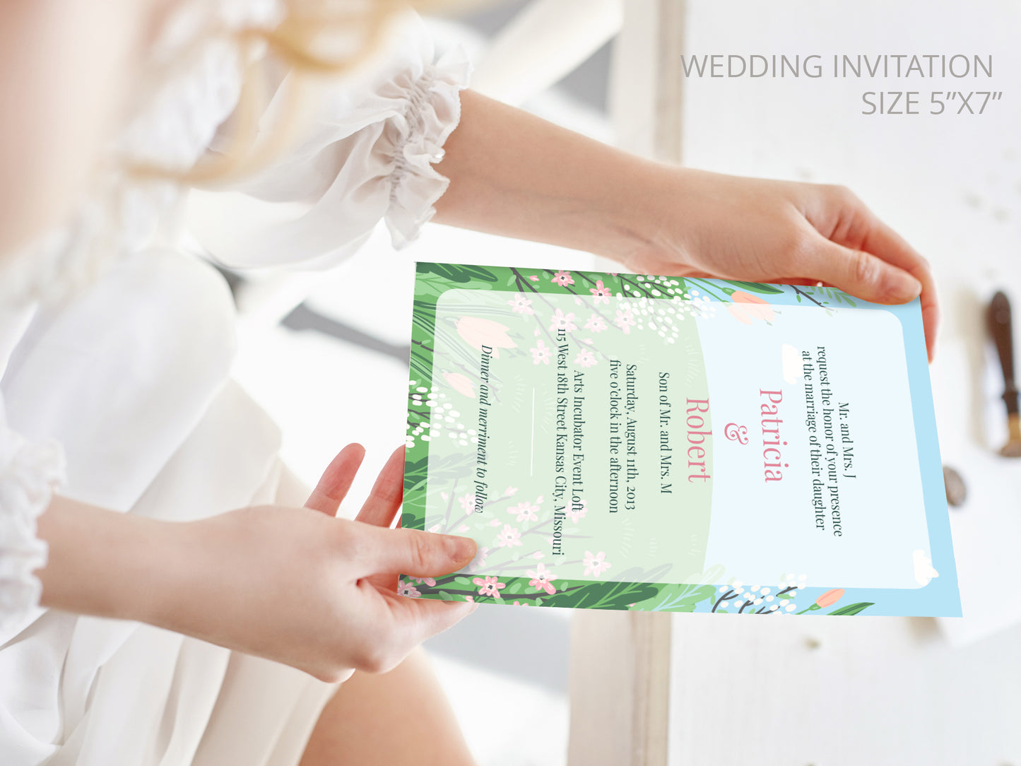 Cute Wedding Invitation, E-Invitation, Digital Template Set ##wd2271