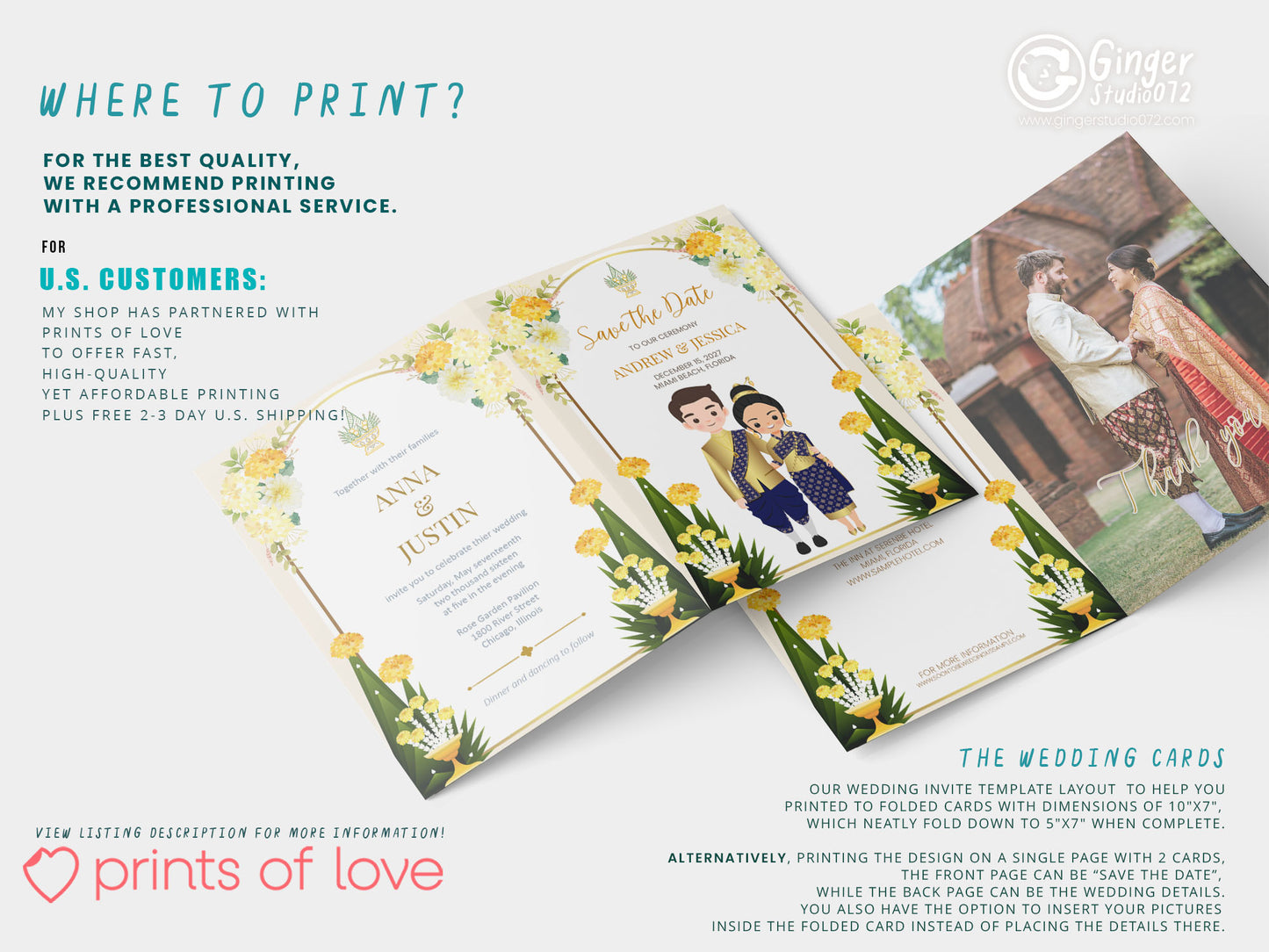 Cute Asian, Khmer, Lao, Thai Wedding invitation, E-Invite template #asiv241201
