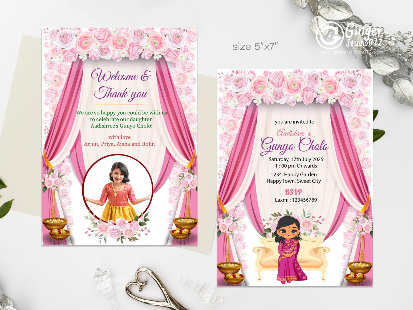 Cute Milestone invite, Gunyo Cholo Ceremony, Customize Template #MTTP240901