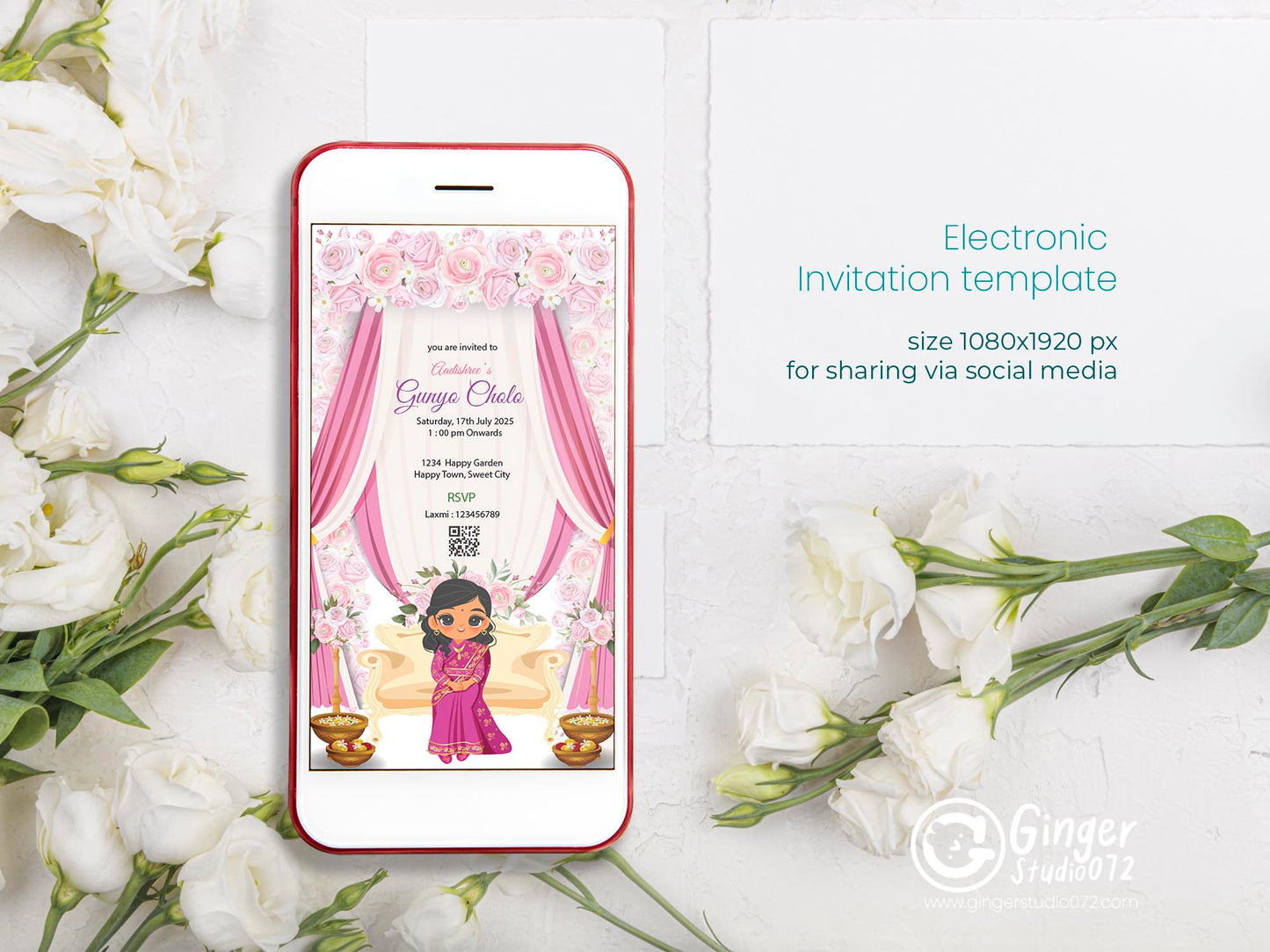 Cute Milestone invite, Gunyo Cholo Ceremony, Customize Template #MTTP240901