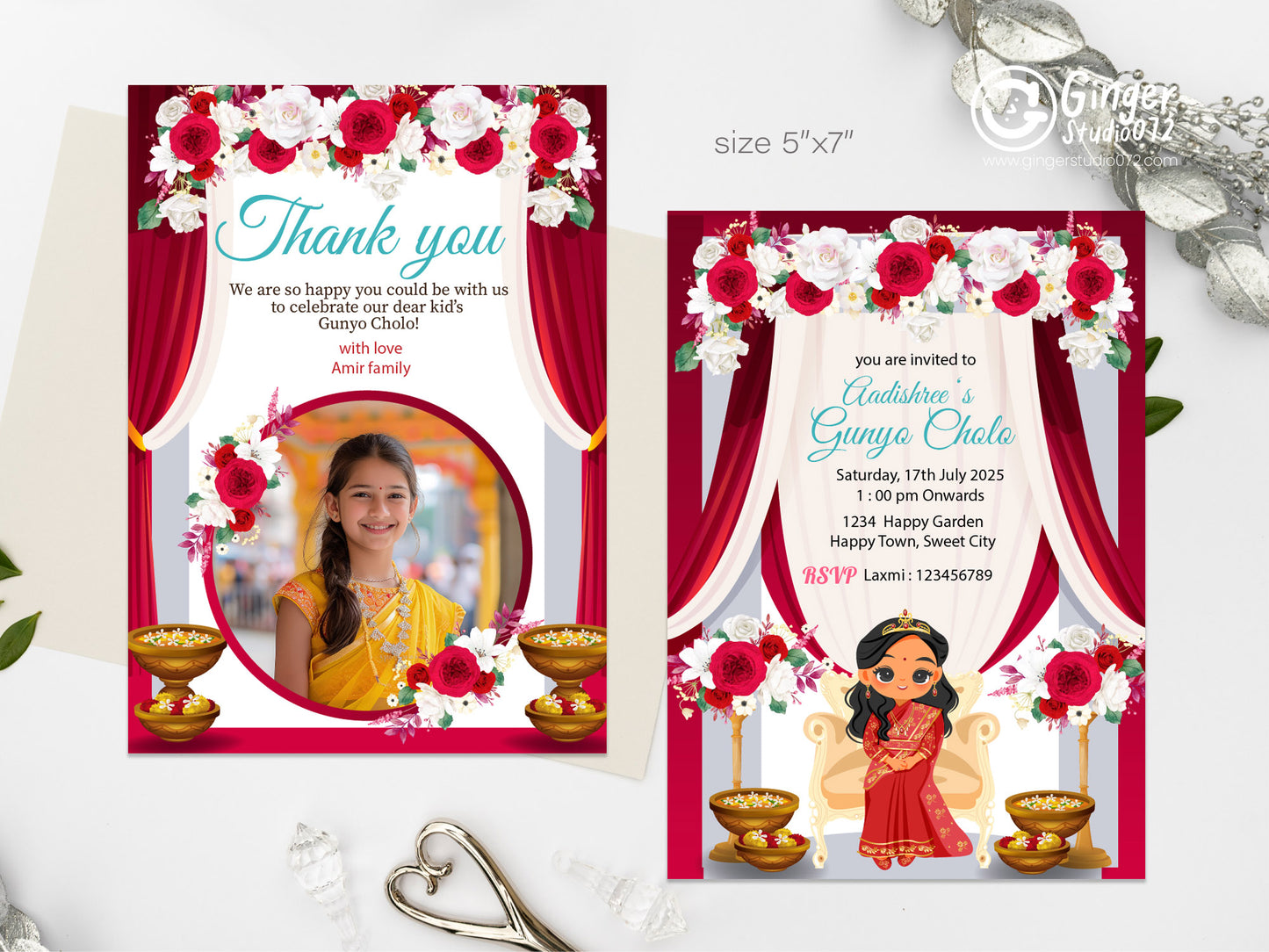 Cute Milestone invite, Gunyo Cholo Ceremony, Customize Template #mttp240902