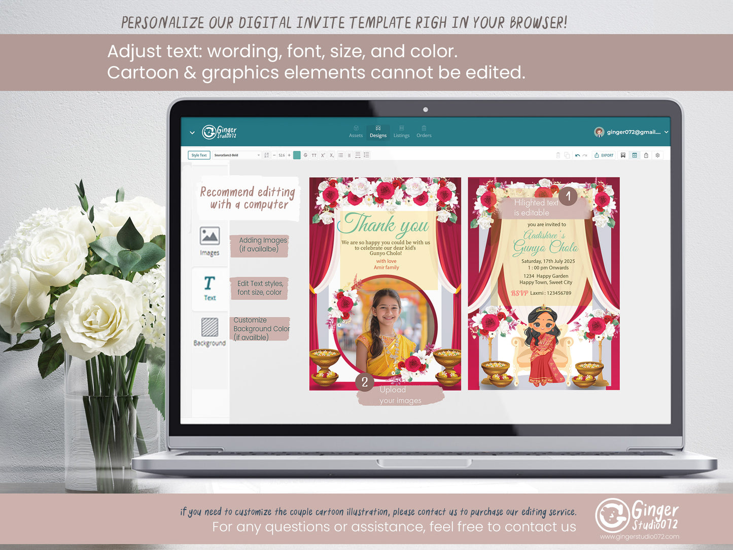 Cute Milestone invite, Gunyo Cholo Ceremony, Customize Template #mttp240902