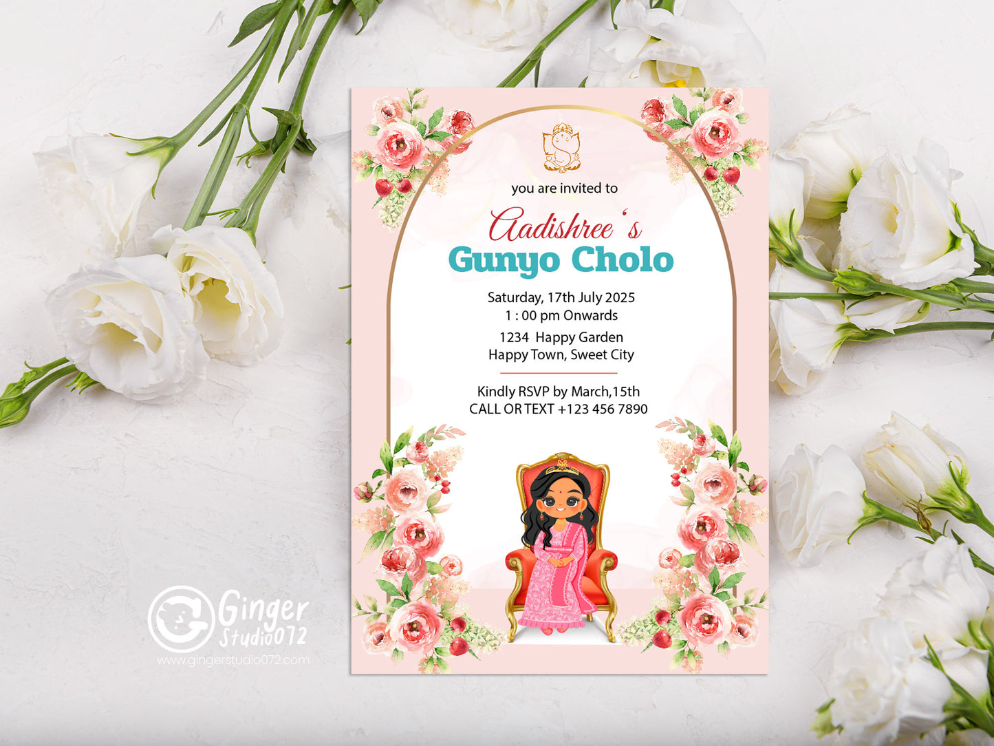 Cute Milestone invite, Gunyo Cholo Ceremony, Customize Template #mttp240903