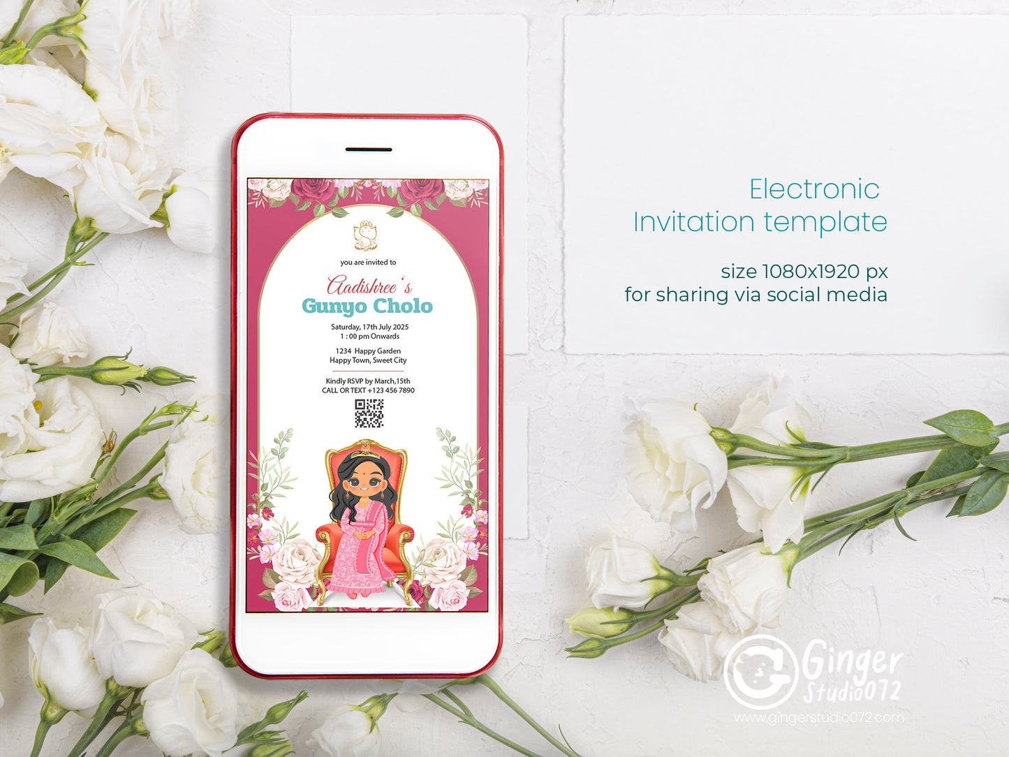 Cute Milestone invite, Gunyo Cholo Ceremony, Customize Template #mttp240904
