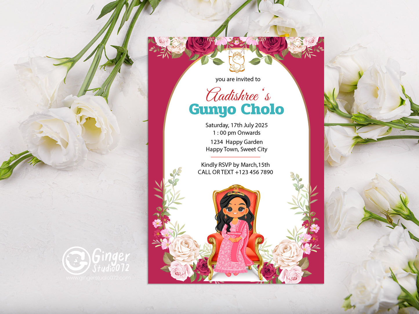 Cute Milestone invite, Gunyo Cholo Ceremony, Customize Template #mttp240904
