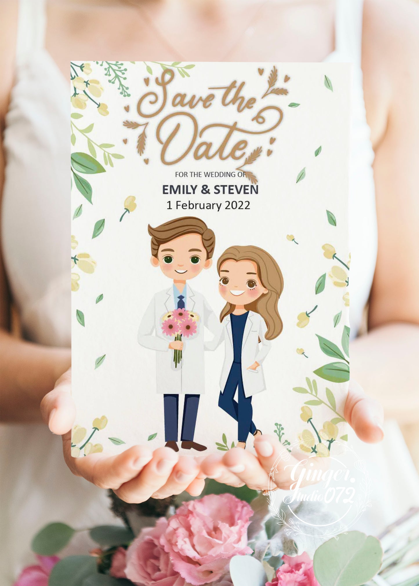 Cute Uniform wedding, Doctors Couple, invitation Template #unifwd2002