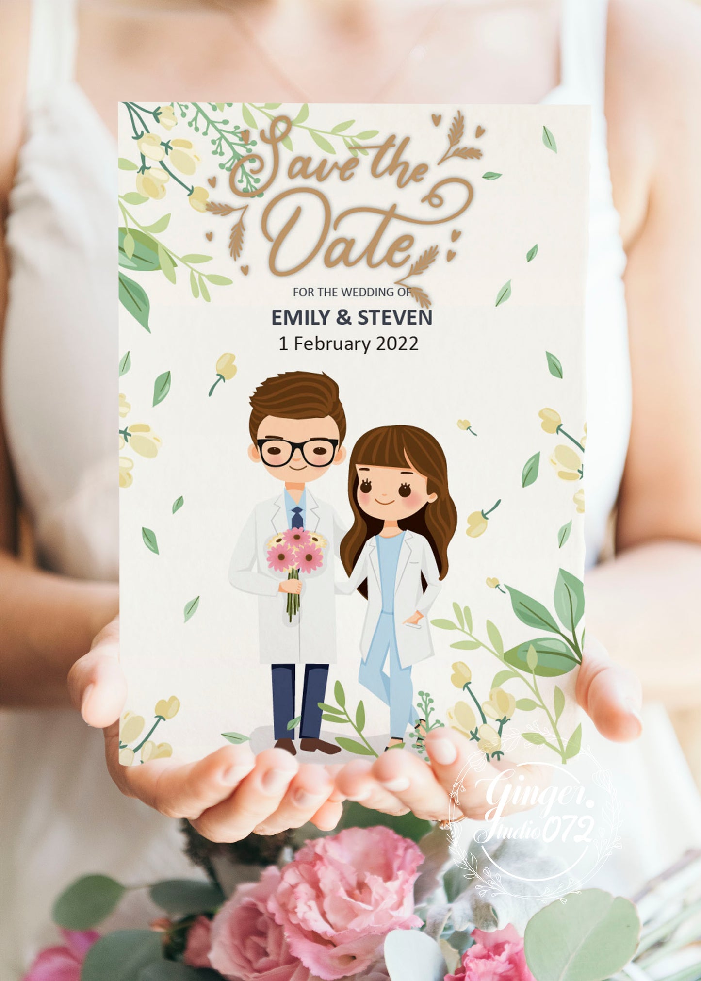 Cute Uniform wedding, Doctors Couple, invitation Template #unifwd2002