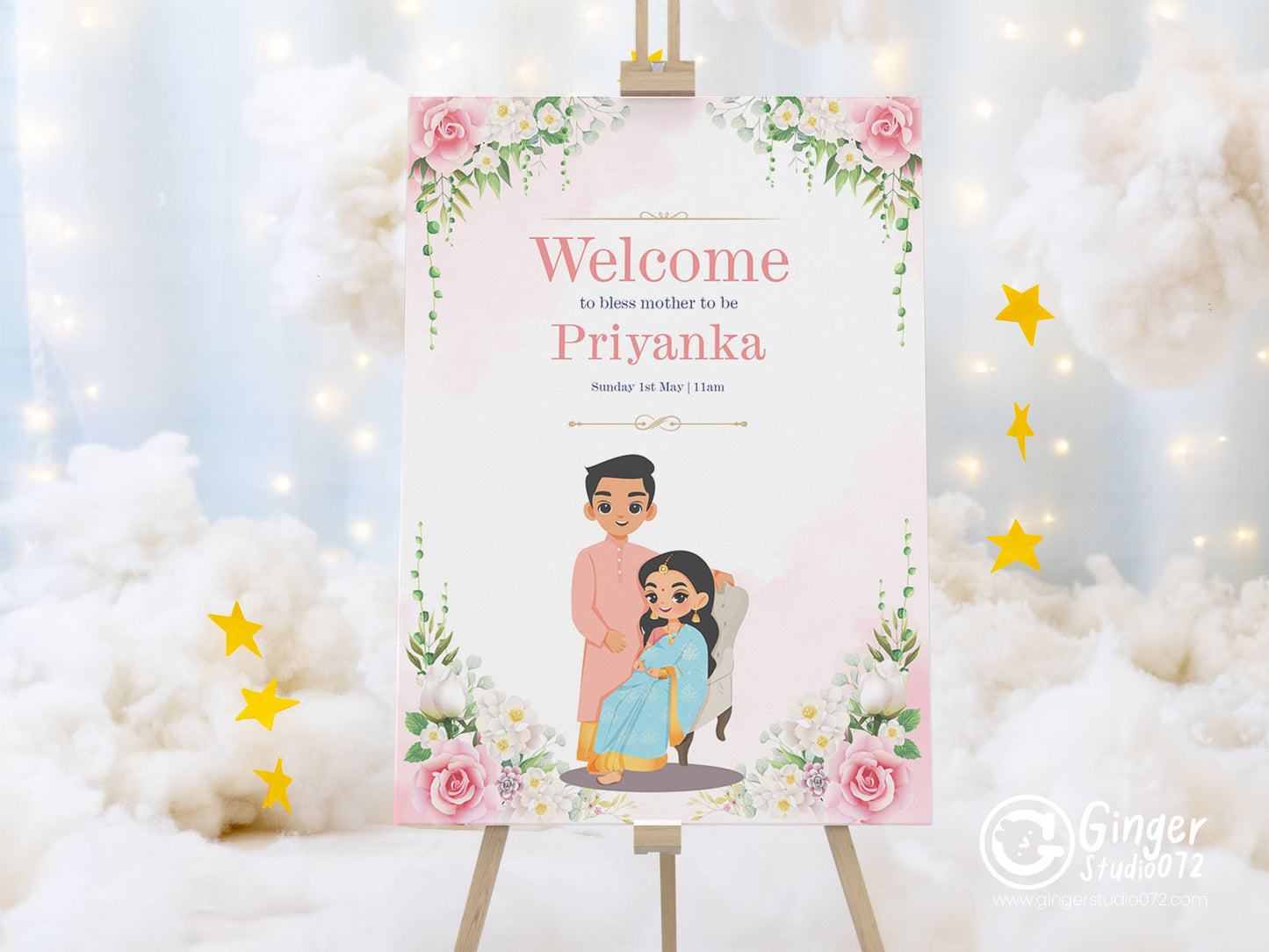 Cute Baby Shower sign, Valaikaapu, Seemantham, Customize Template #wcsl220906