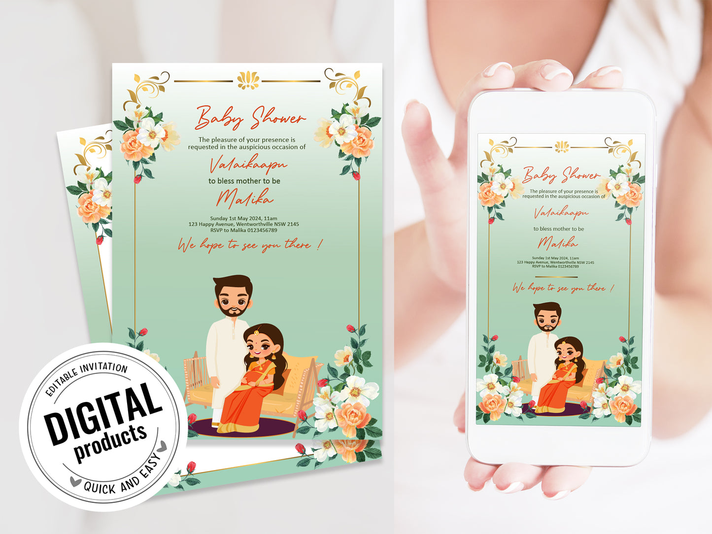 Cute baby shower, parent & mother to be invitation template #bsiv230105
