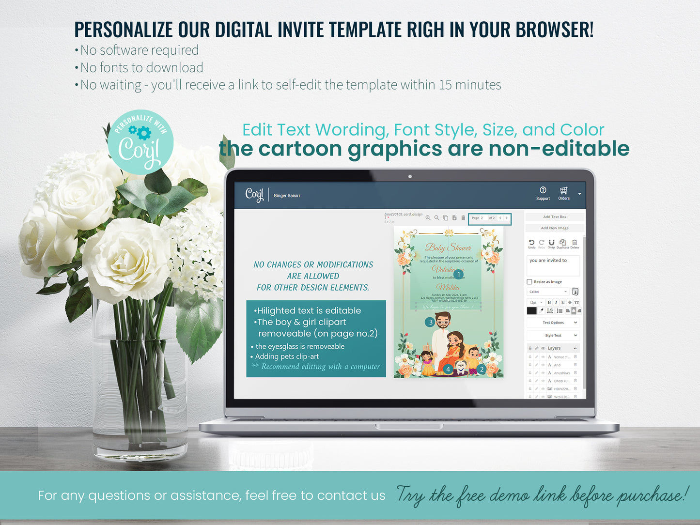 Cute baby shower, parent & mother to be invitation template #bsiv230105