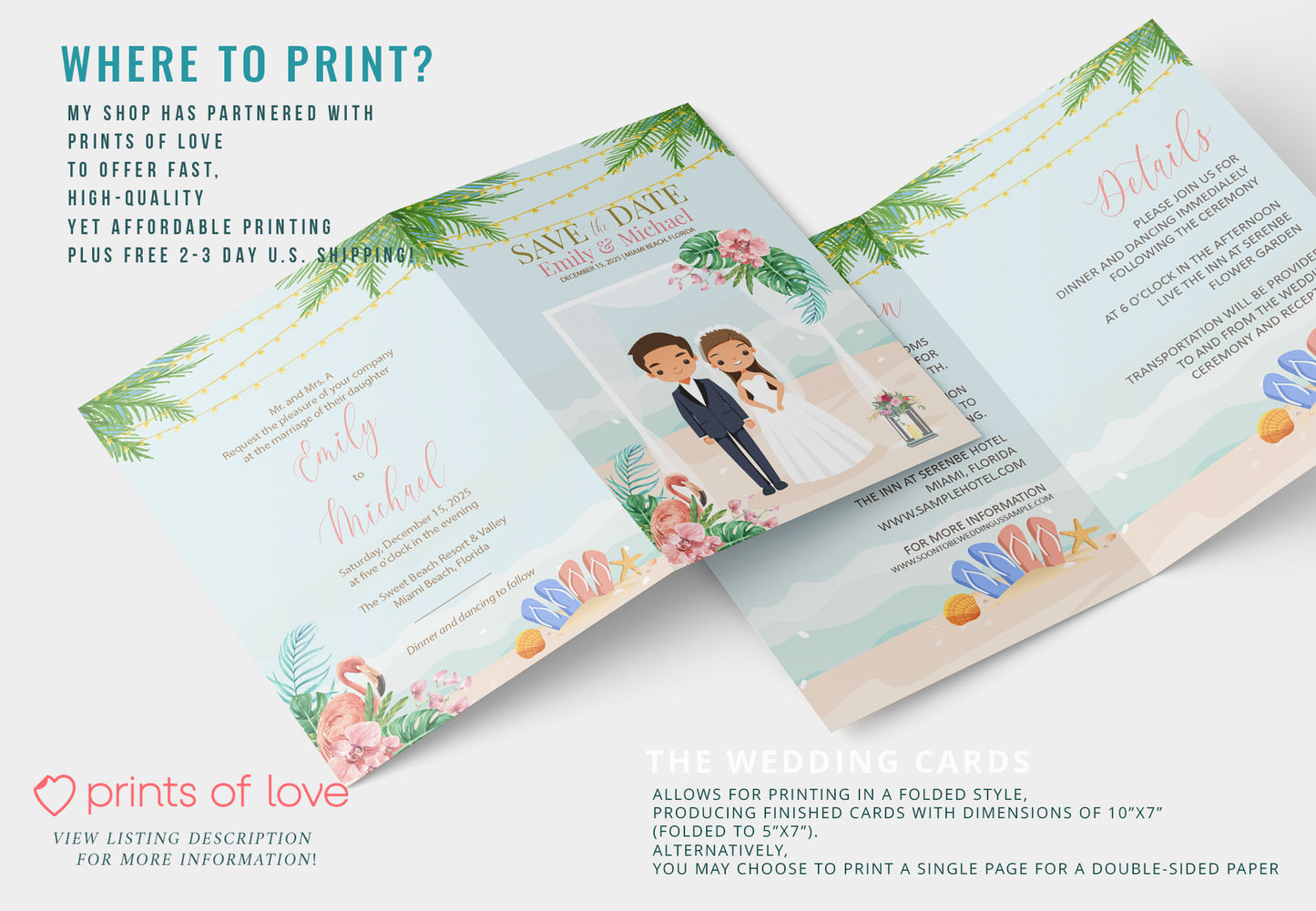 Cute Wedding Invitation, E-Invitation, Digital Template Set #wd7911