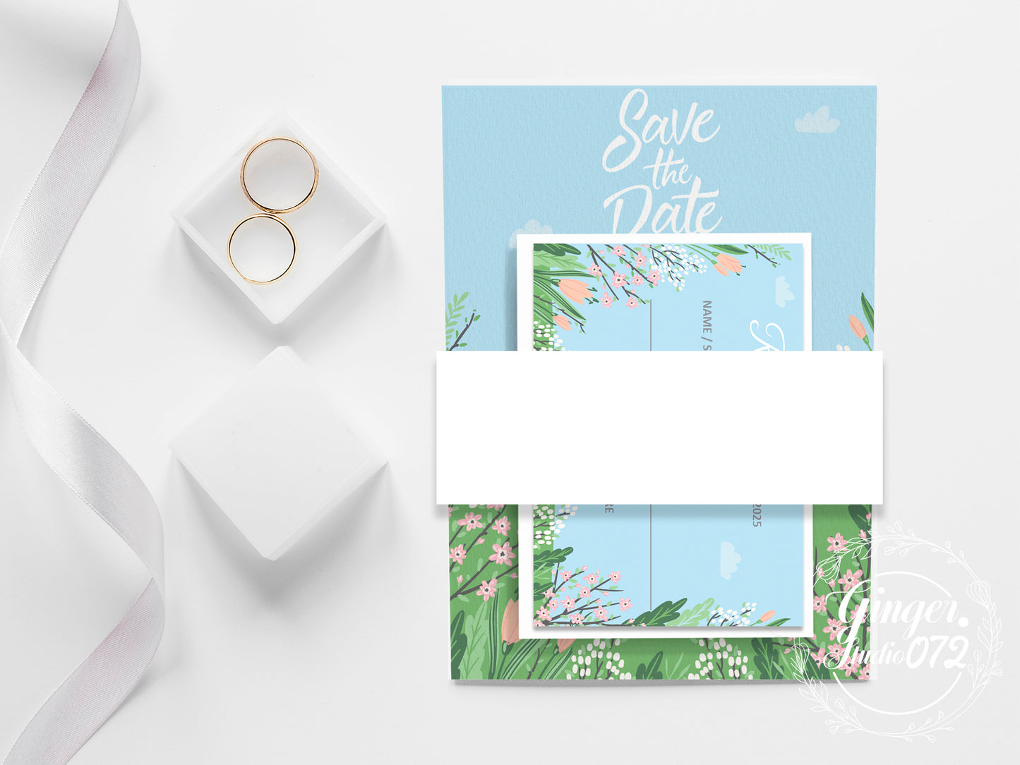 Cute Wedding Invitation, E-Invitation, Digital Template Set ##wd2271
