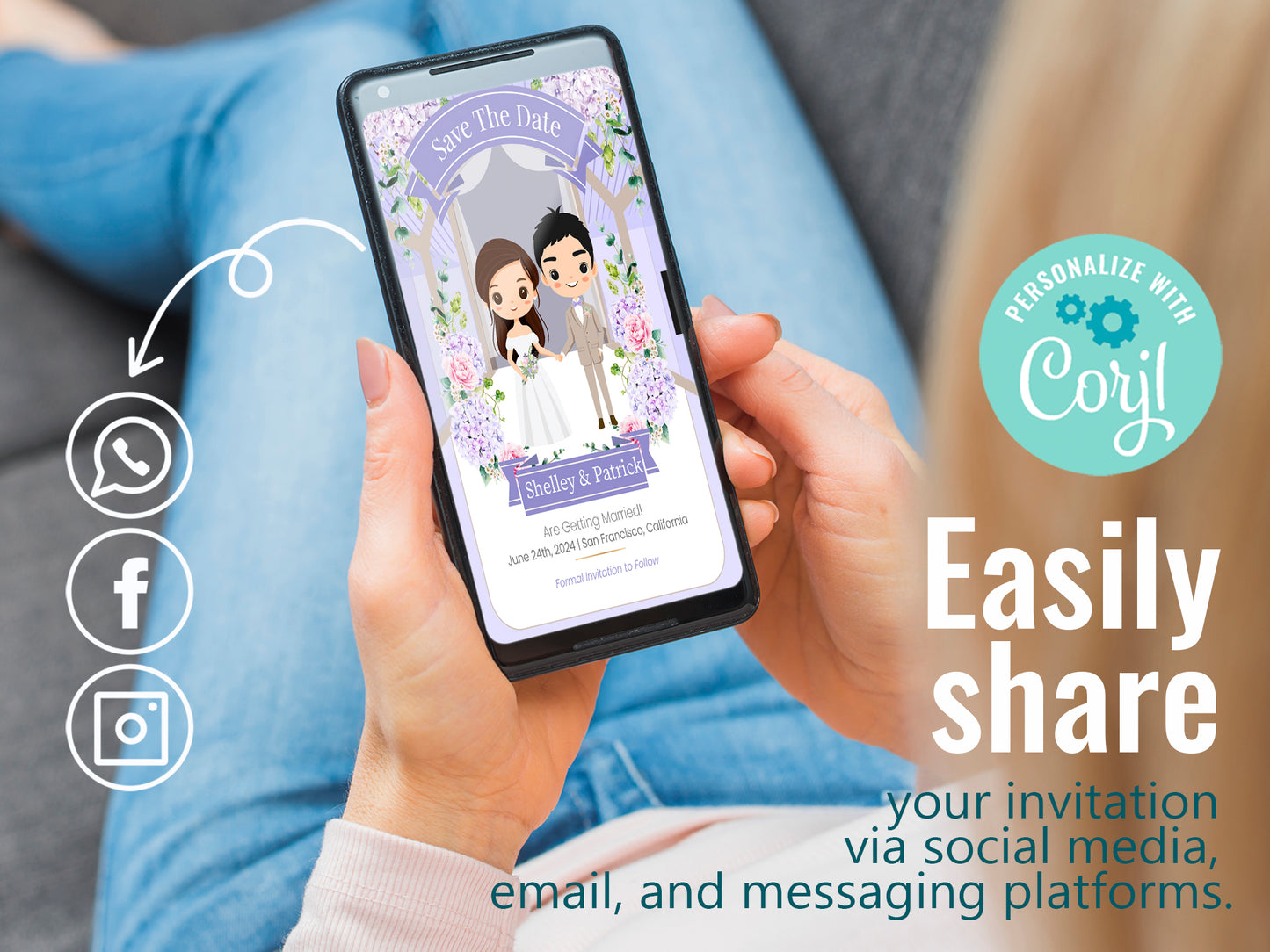 Cute Wedding Invitation, E-invitation, Digital Template #ctwd230701