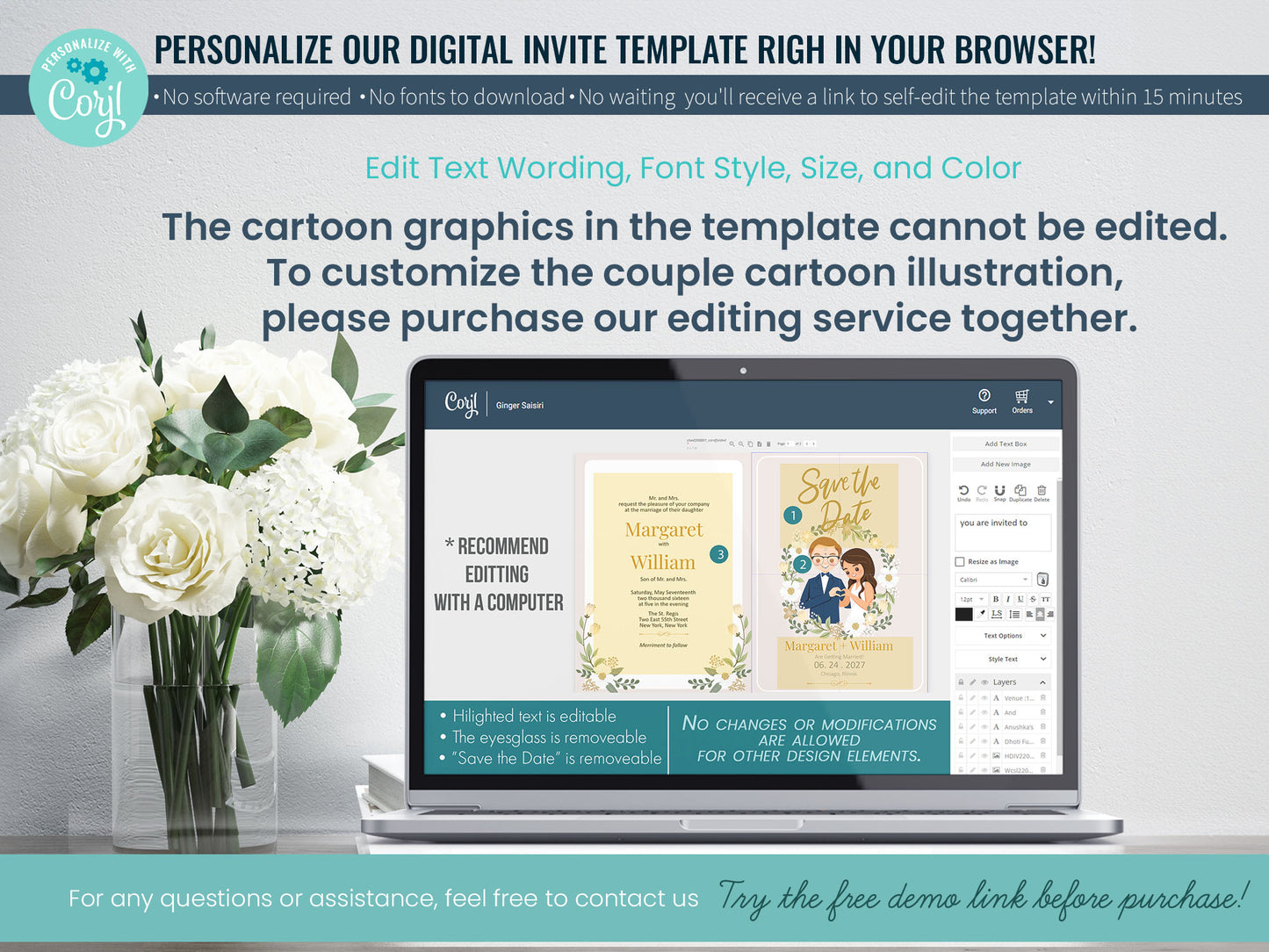 Cute Wedding Invitation, E-invites Template set #ctwd200801