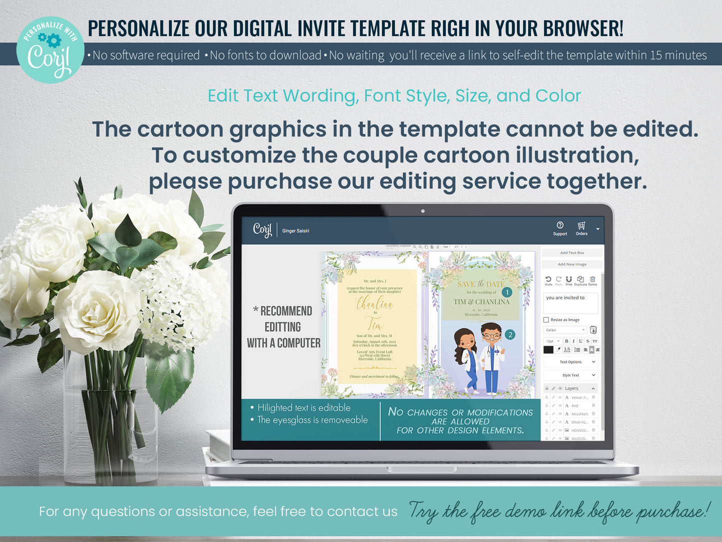 Cute Uniform wedding, Doctor couple, Invitation Template #UWIV230103