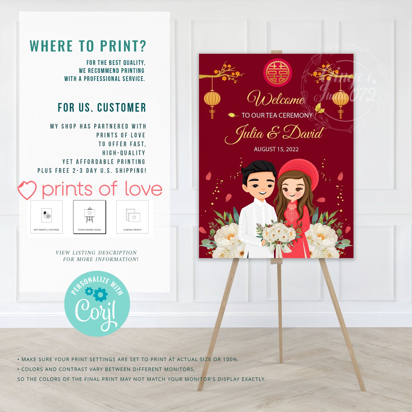 Vietnamese Tea ceremony sign -Digital Template (Editable PDF) #wcsl240102