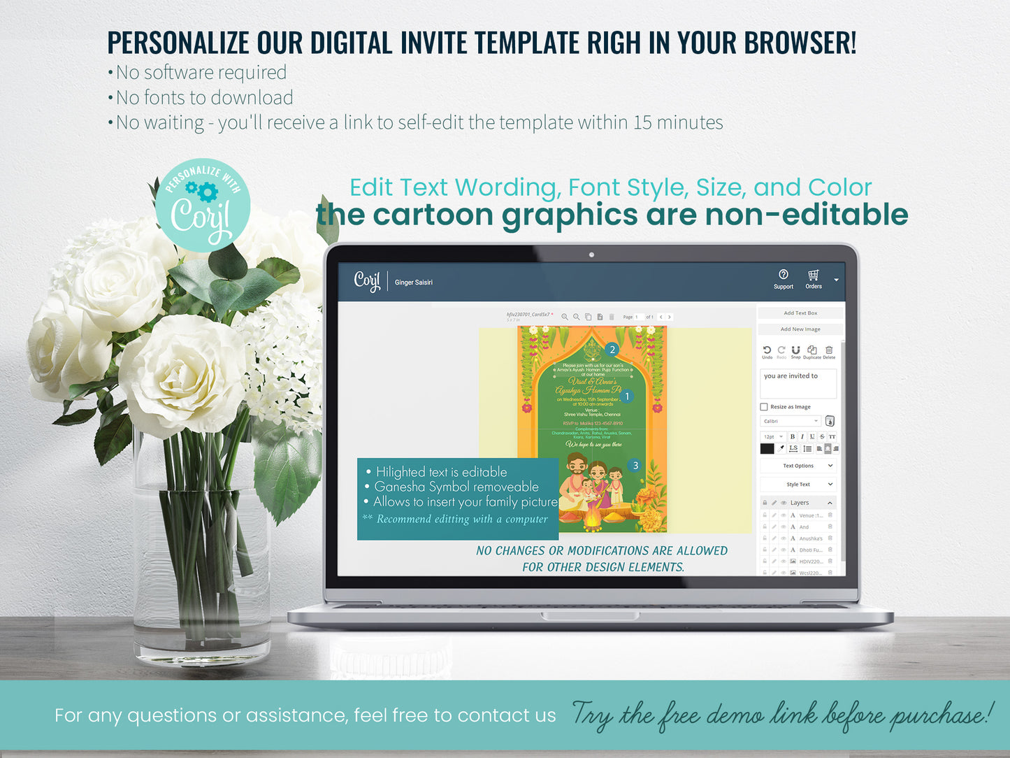 Cute Milestone invite, Ayush Homam puja function, Customize Template #hfiv230701