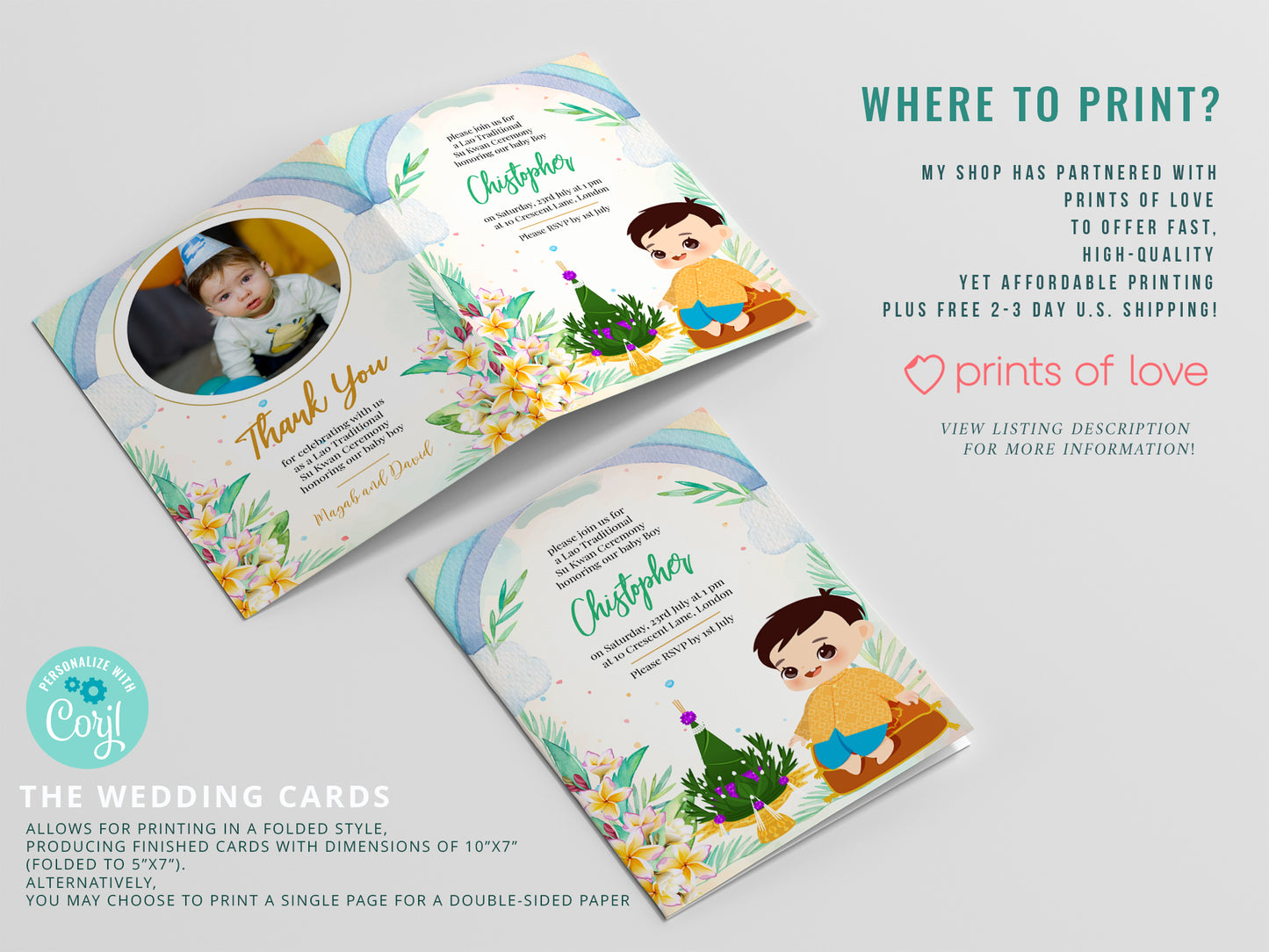 Cute 1st Birthday Invitation, Southeast Asian Theme, Customize Template #fbiv230505
