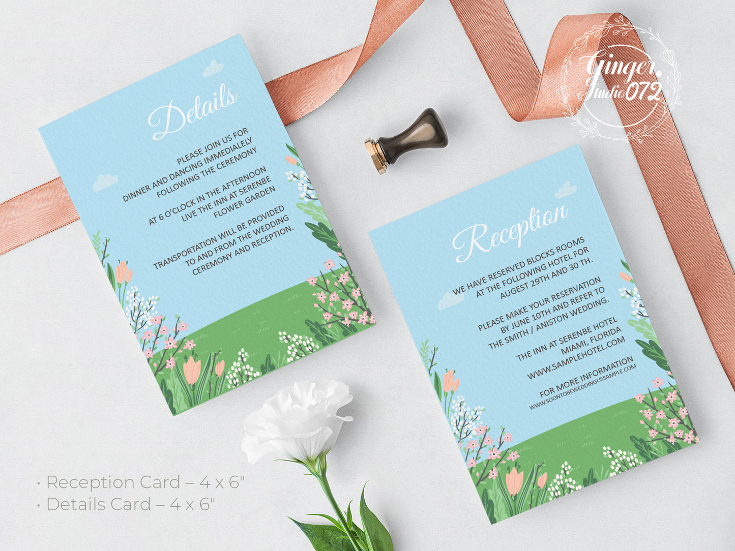 Cute Wedding Invitation, E-Invitation, Digital Template Set ##wd2271