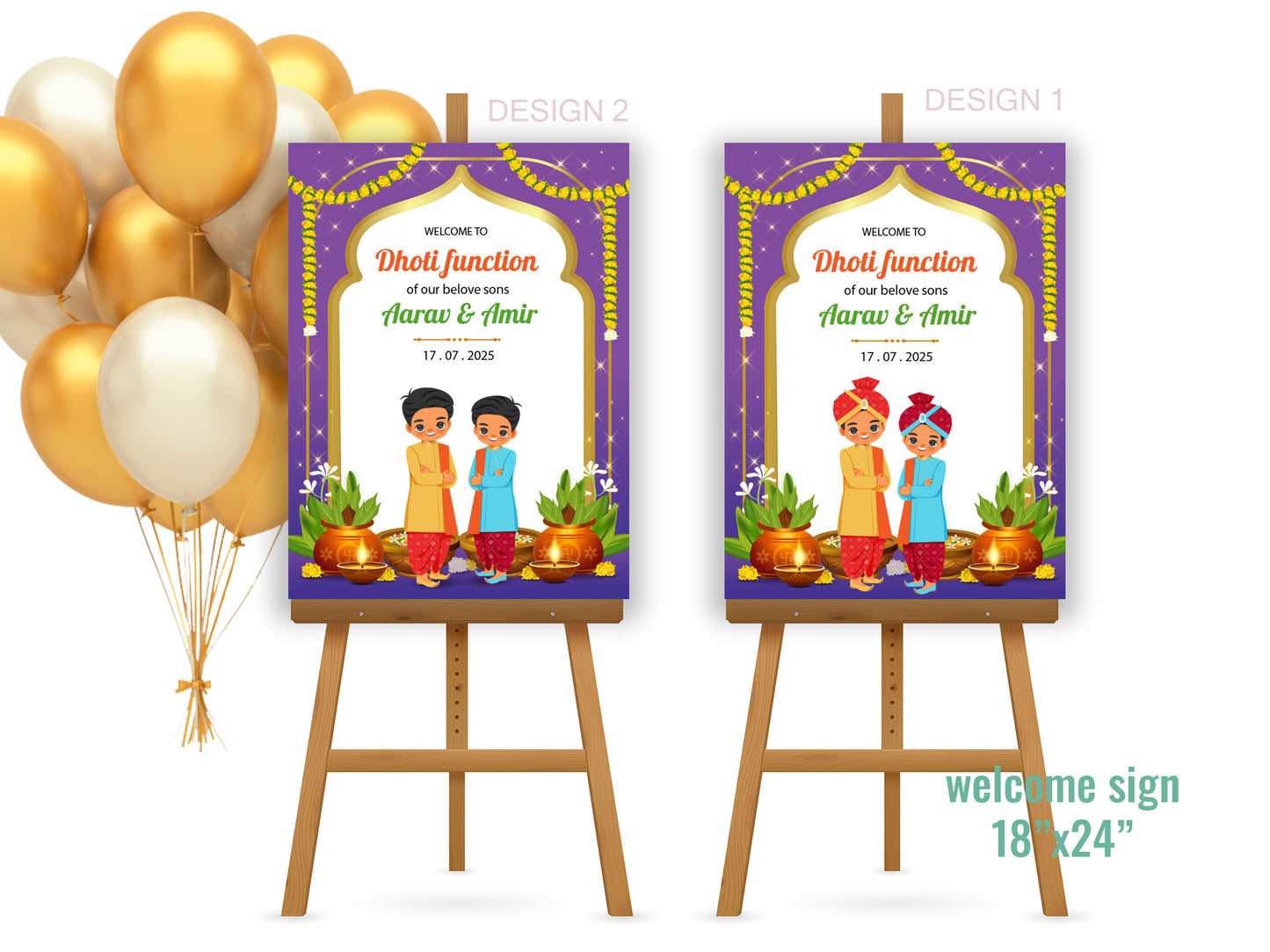 Cute Milestone invite, Dhoti function Ceremony, Customize Template #hfiv220803