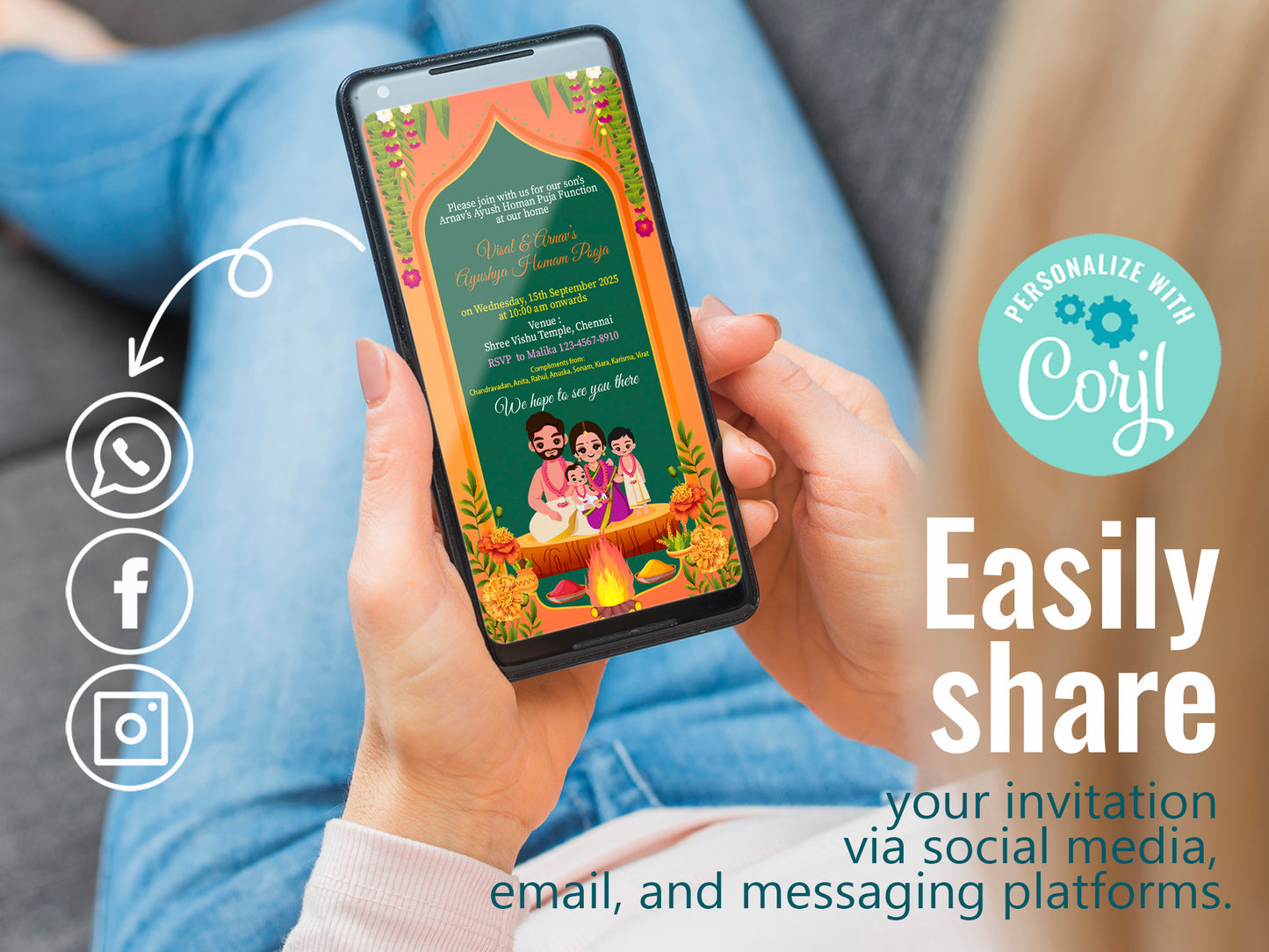 Cute Milestone invite, Ayush Homam puja function, Customize Template #hfiv230701