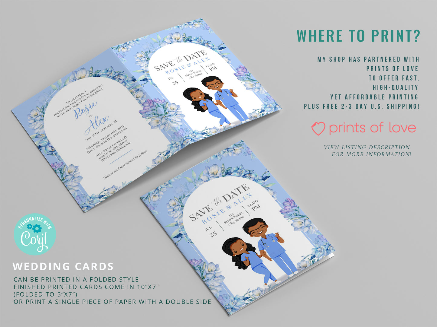 Cute Uniform Wedding, Doctor couple wedding, Invitation Template #UWIV230101