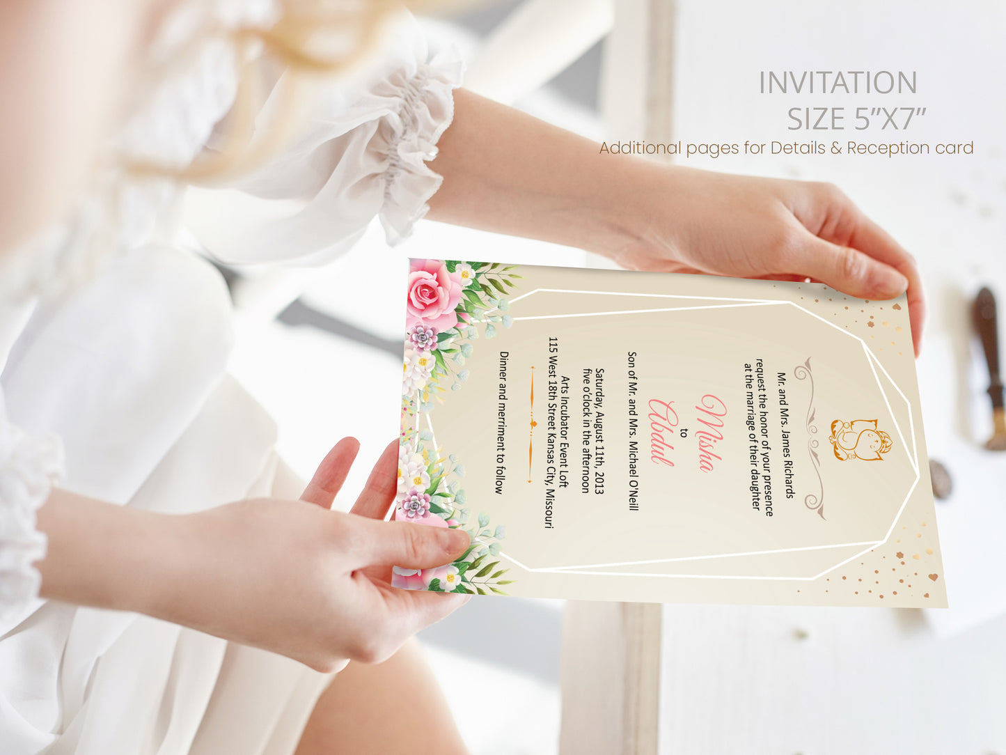 Cute Indian/Hindu wedding invite, Haldi/Mehndi/Sangeet, Customize template #idwc201003