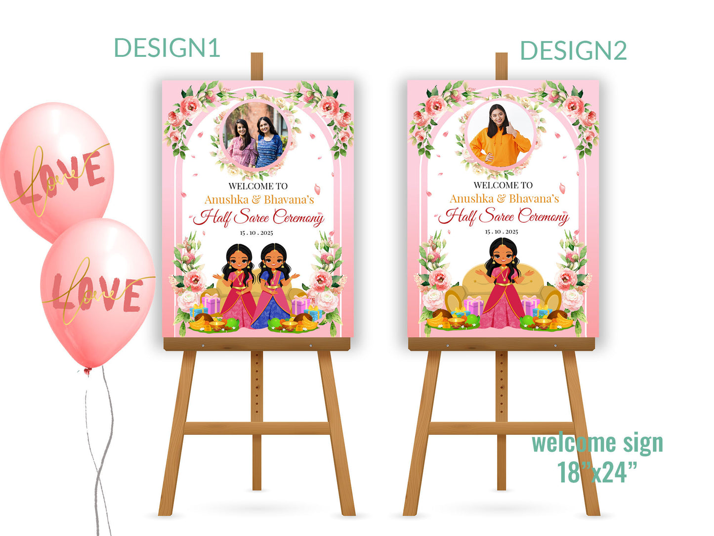Cute Milestone invite : half saree ceremony, Customize Template #hfiv220703