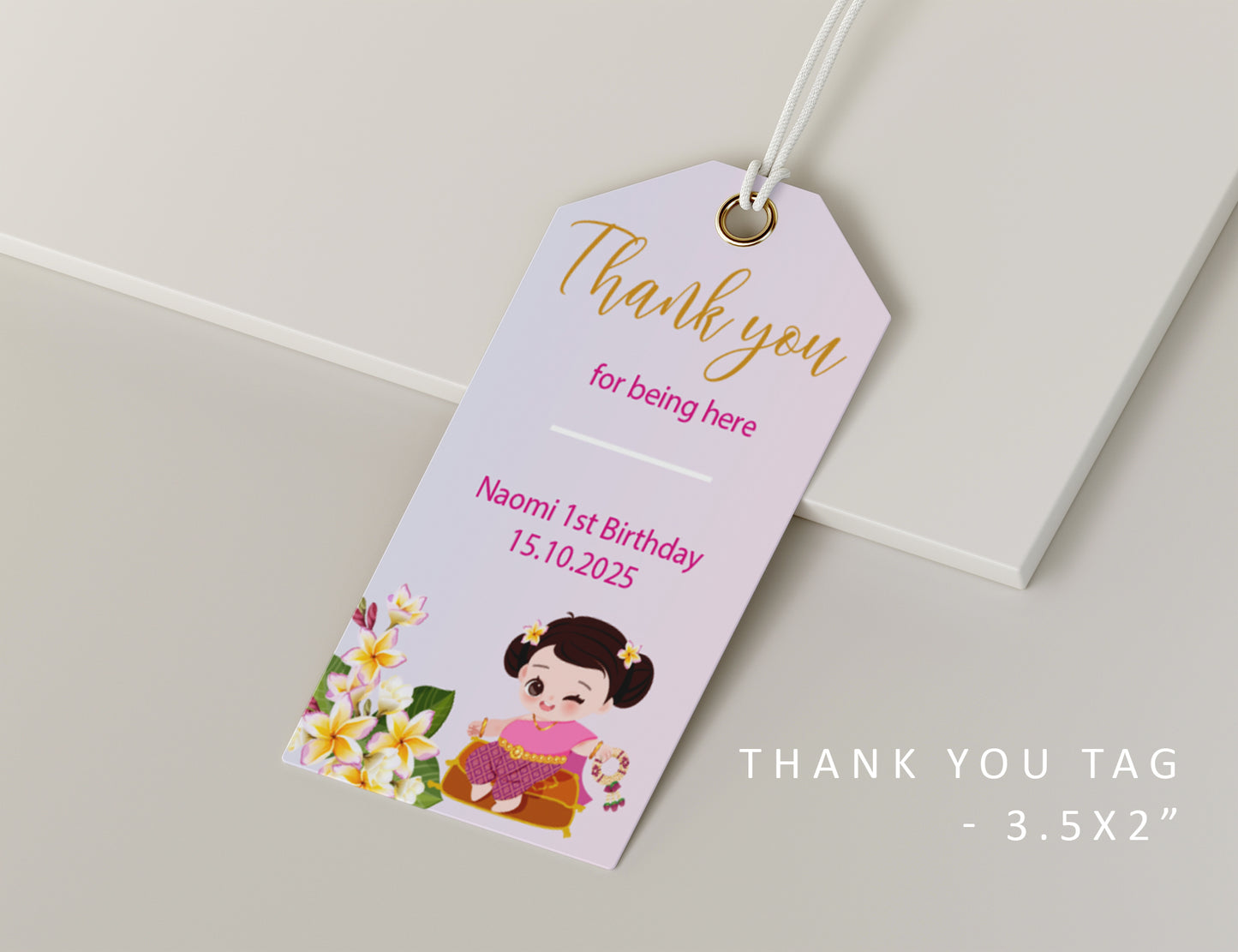 Cute 1st Birthday Invitation, Southeast Asian Theme, Customize Template #fbiv230502