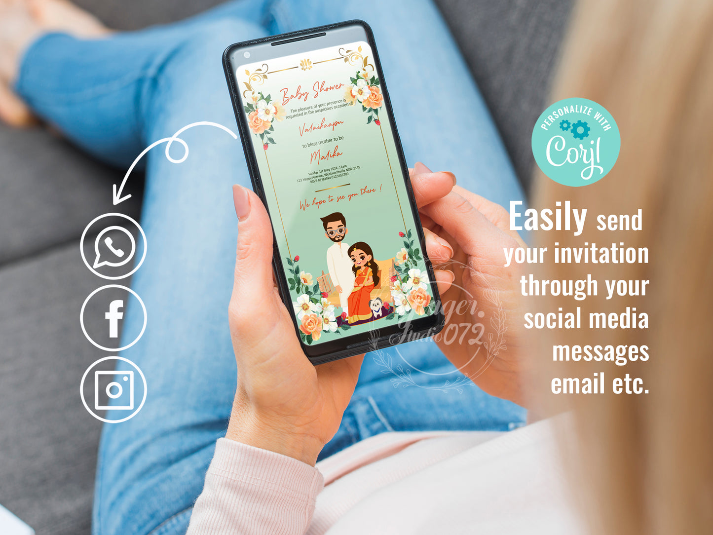Cute baby shower, parent & mother to be invitation template #bsiv230105