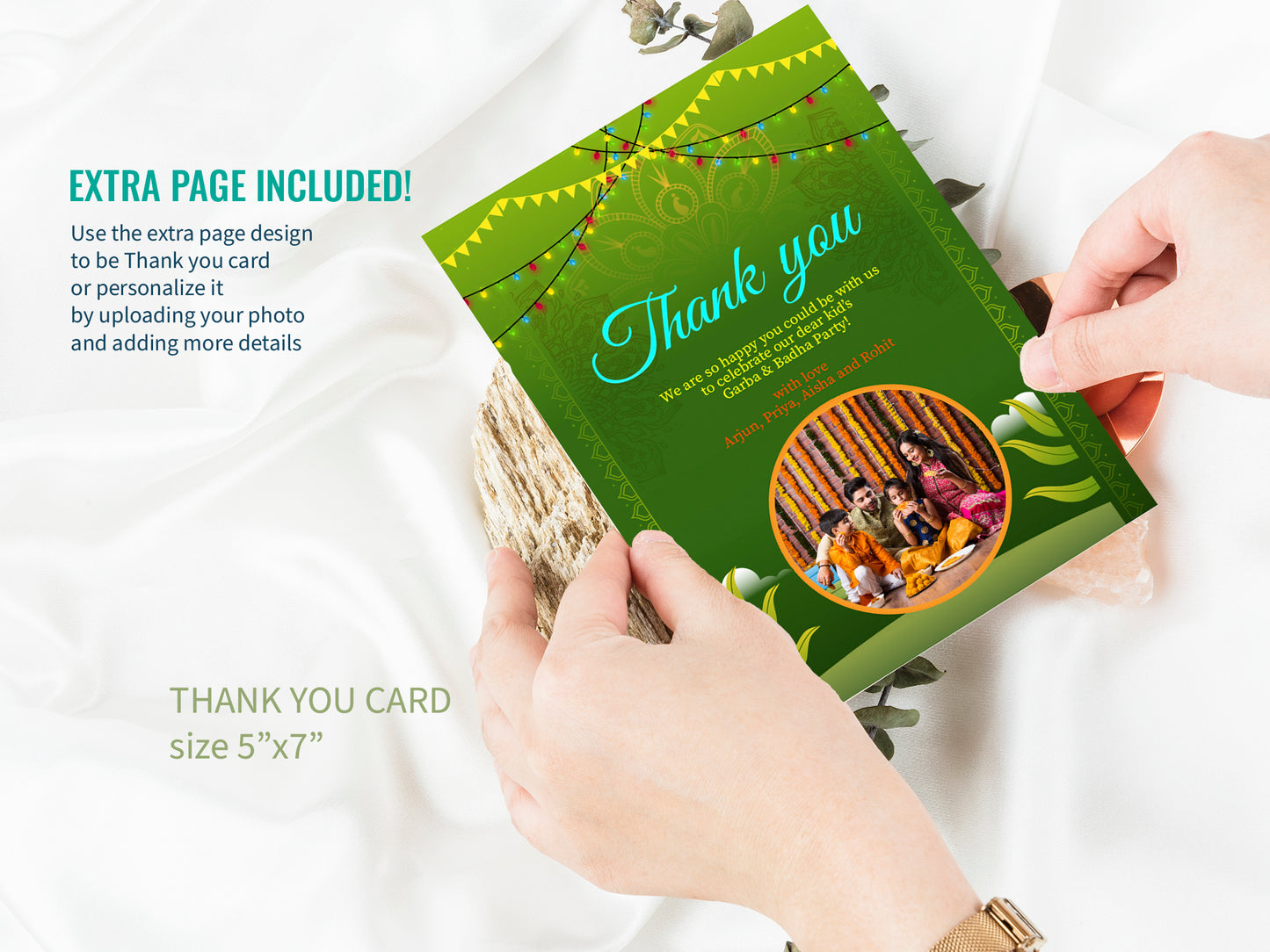 Cute Milestone invite, Garba & Badha Party Celebration, Customize Template #hfiv230603