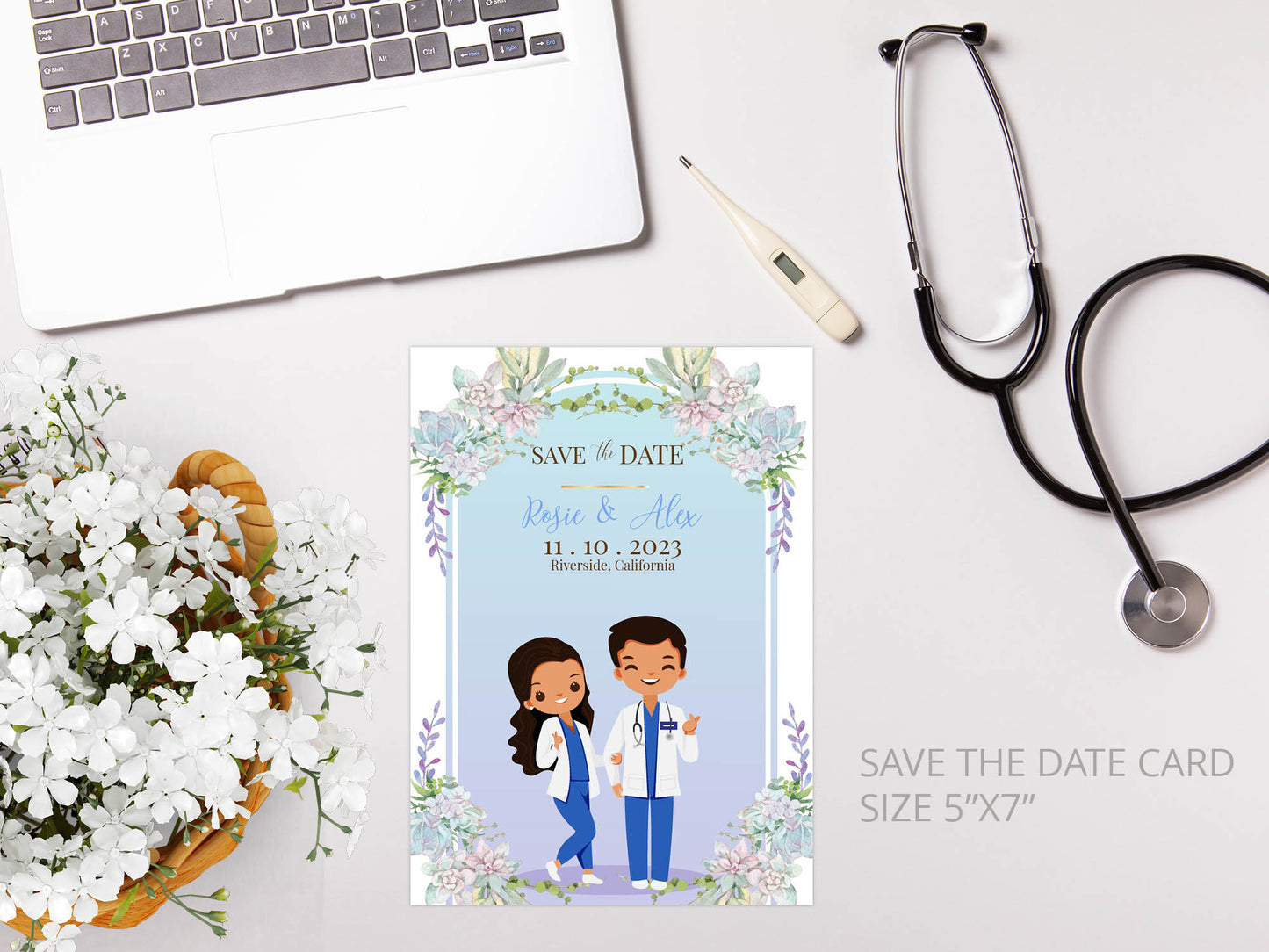 Cute Uniform wedding, Doctor couple, Invitation Template #UWIV230103