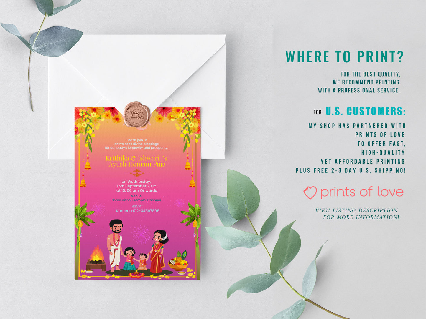Cute Milestone invite, Ayush Homam puja function, Customize Template #hfiv2301201