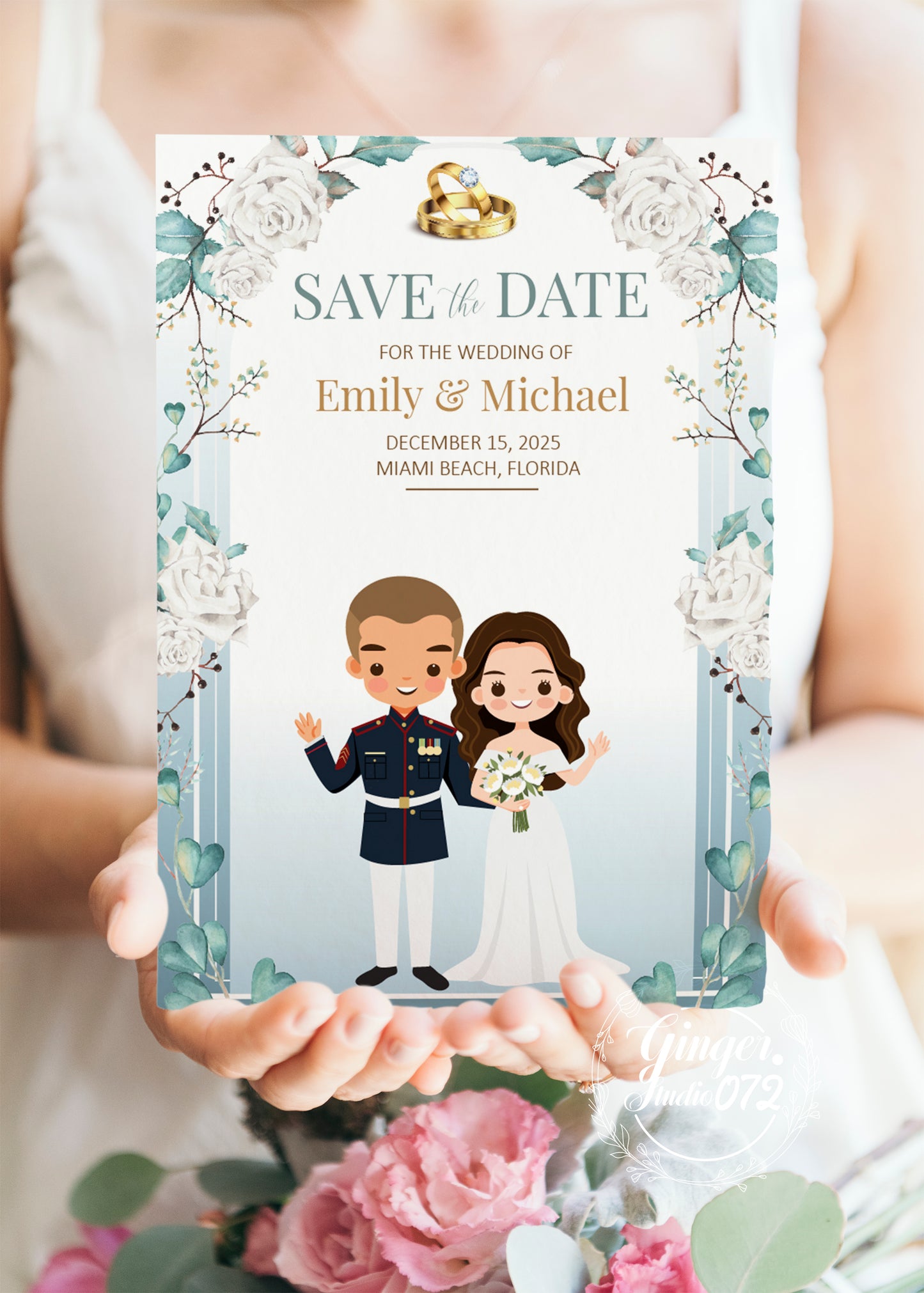 Cute Uniform wedding, Patriotic/Military Couple ,Invitation template #unifwd2001