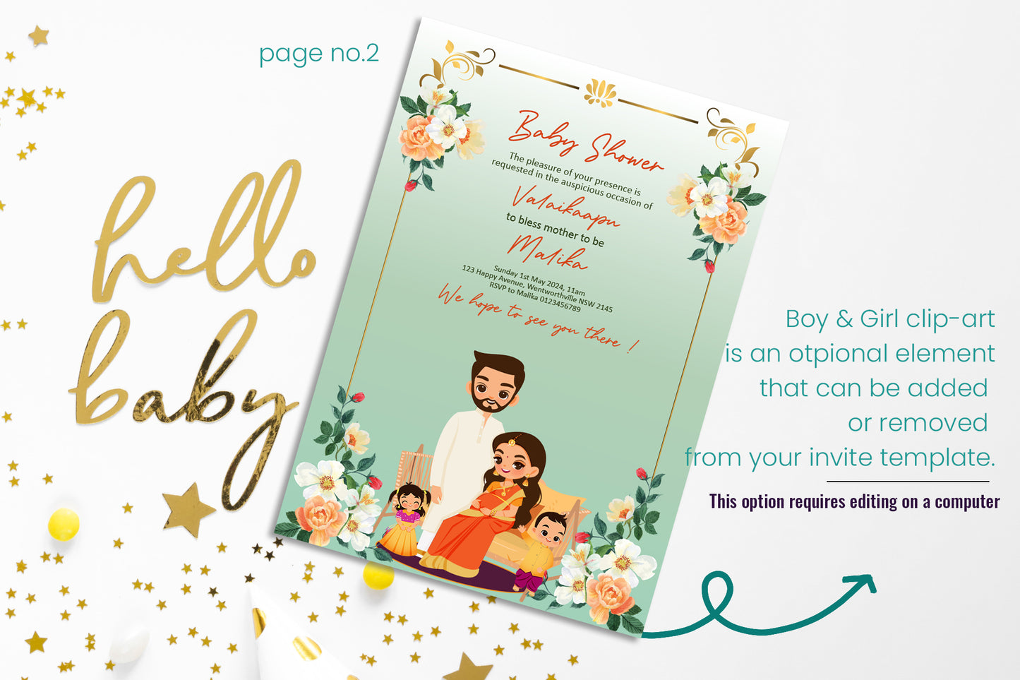 Cute baby shower, parent & mother to be invitation template #bsiv230105
