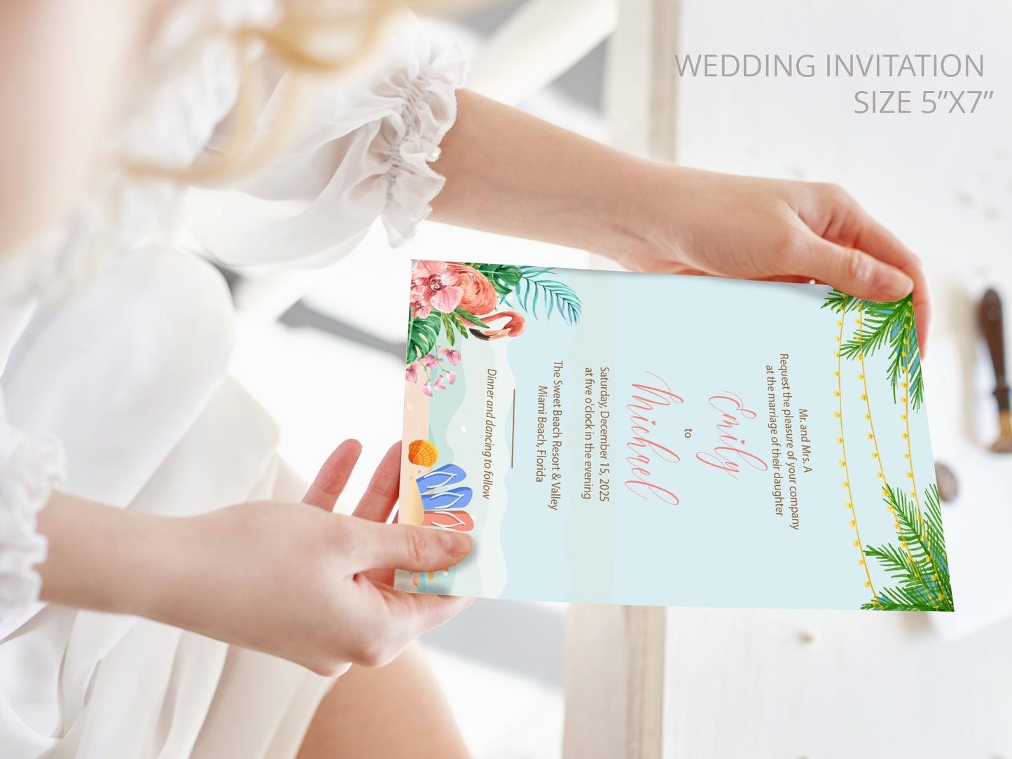 Cute Wedding Invitation, E-Invitation, Digital Template Set #wd7911