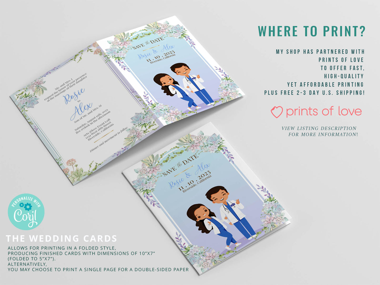 Cute Uniform wedding, Doctor couple, Invitation Template #UWIV230103