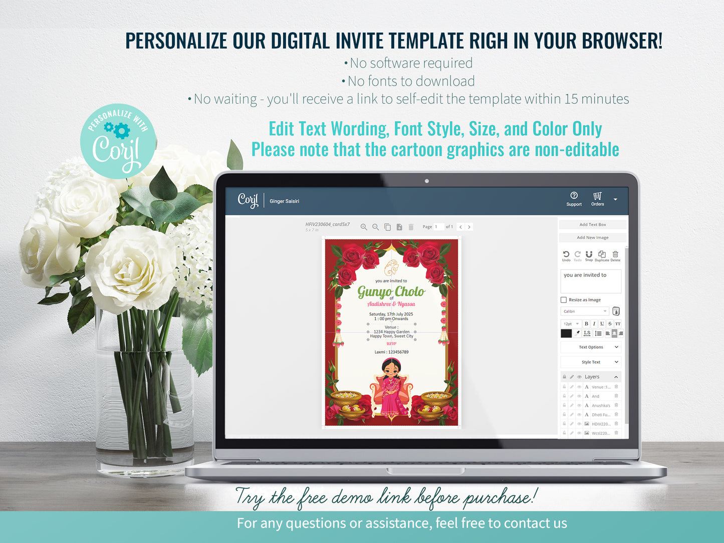 Cute Milestone invite, Gunyo Cholo Ceremony, Customize Template #HFIV230604