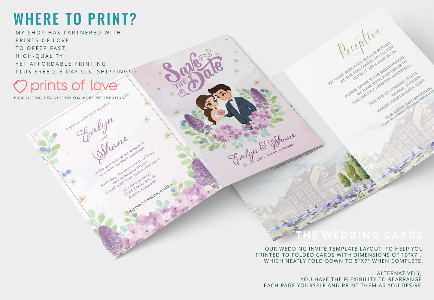 Cute Wedding Invitation, E-invitation, Digital Template #wd002024