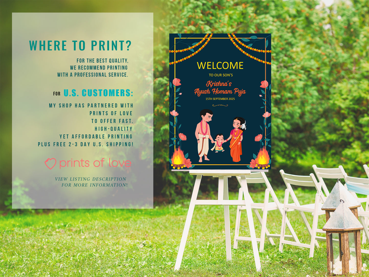 Cute Milestone invite, Ayush Homam puja function Customize Template #ibsc220701