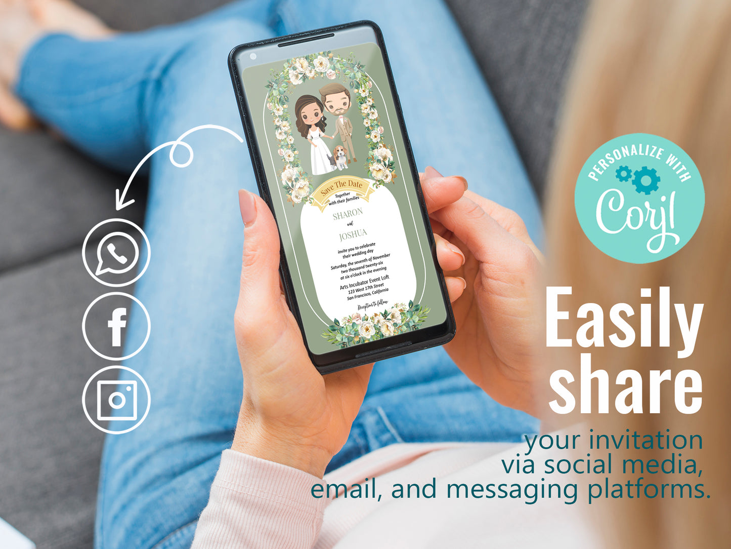 Cute Wedding Invitation, E-Invitation, Digital Template #CTWD230601