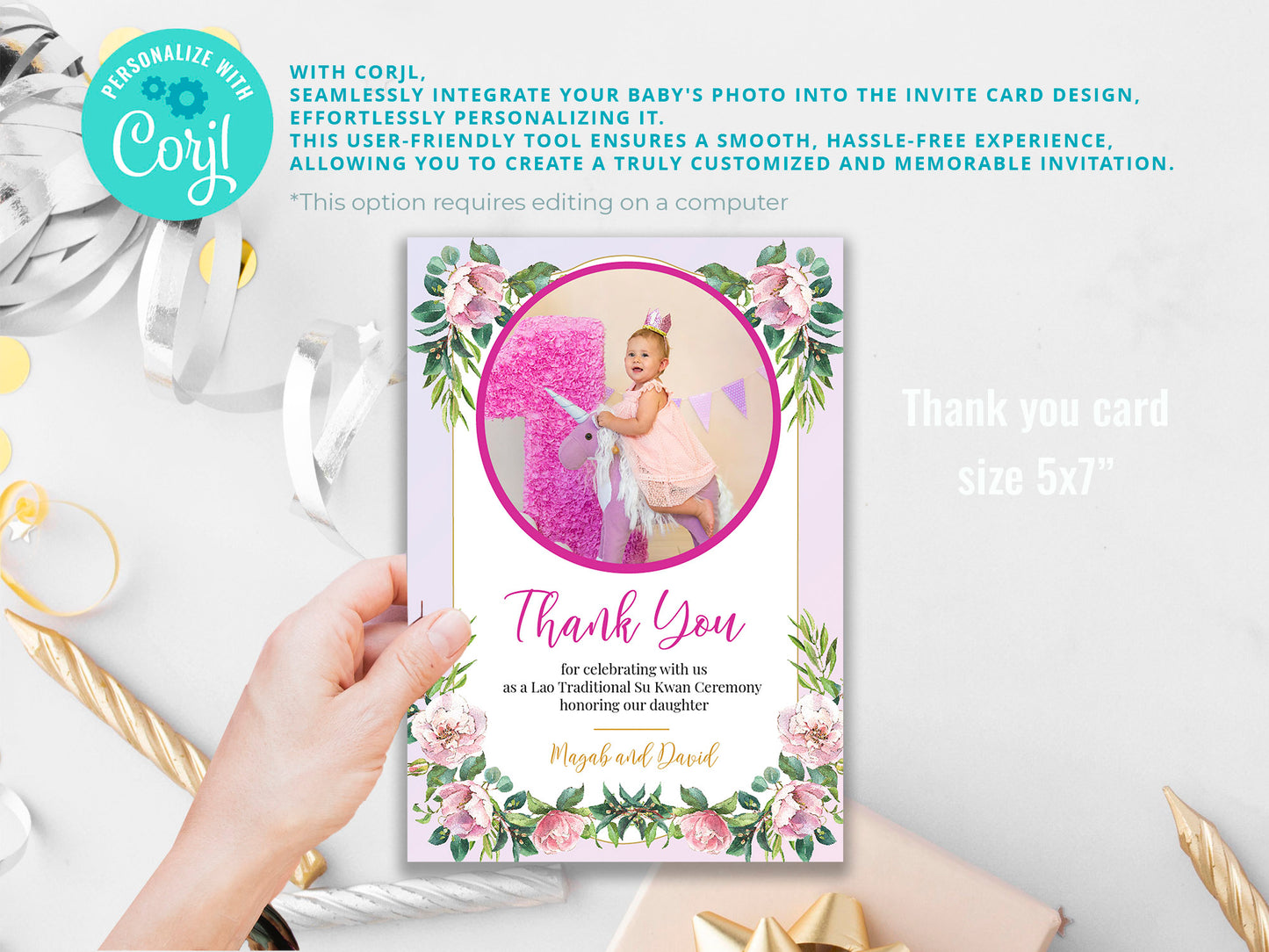 Cute 1st Birthday Invitation, Southeast Asian Theme, Customize Template #fbiv230501