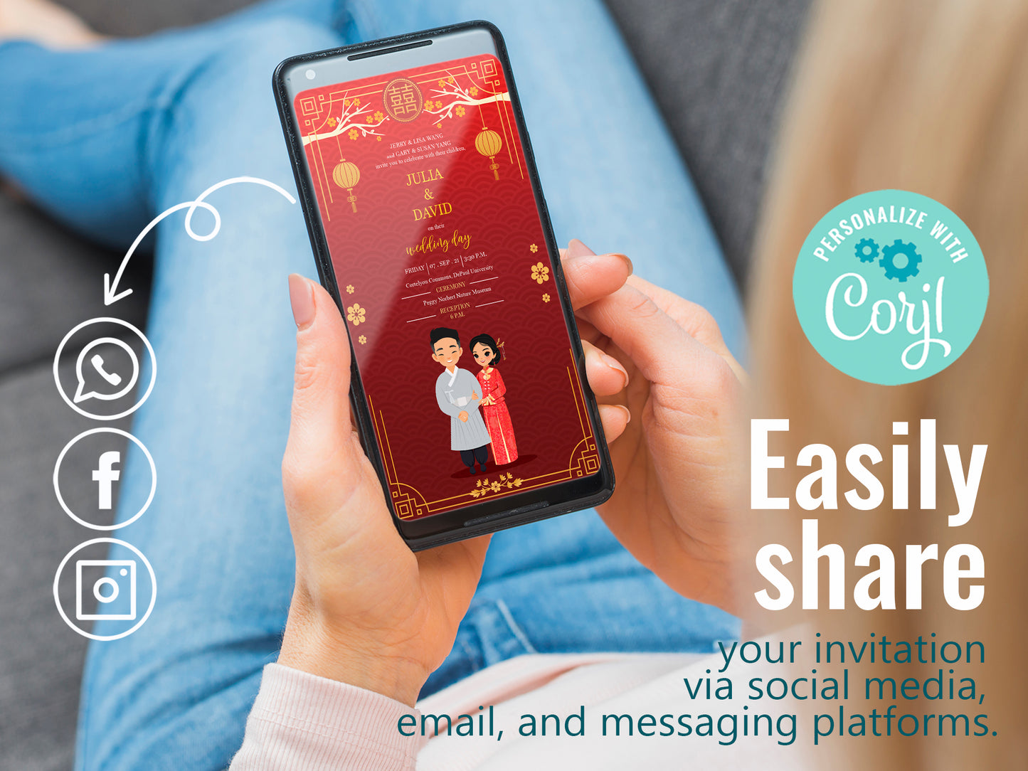 Chinese & Korean Tea Ceremony invites -Digital Template (Editable PDF) #cniv231001