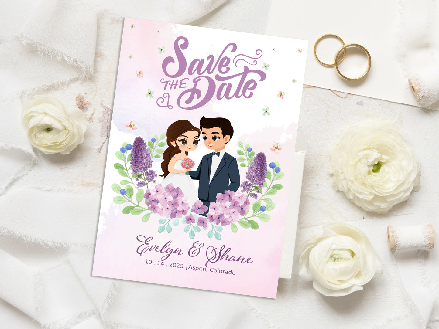 Cute Wedding Invitation, E-invitation, Digital Template #wd002024