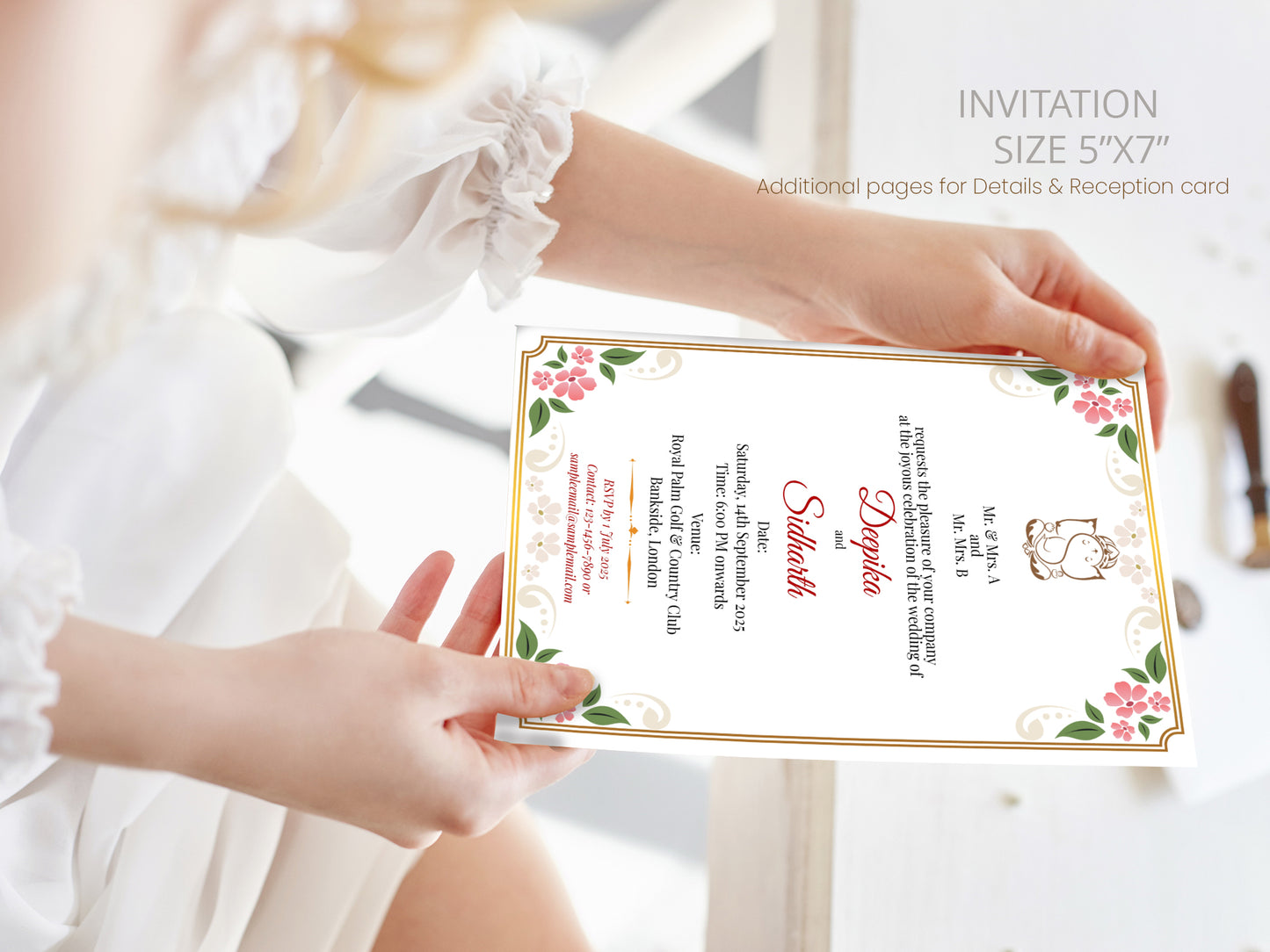 Cute Indian/Hindu wedding invite, Haldi/Mehndi/Sangeet, Customize template #idwc20501