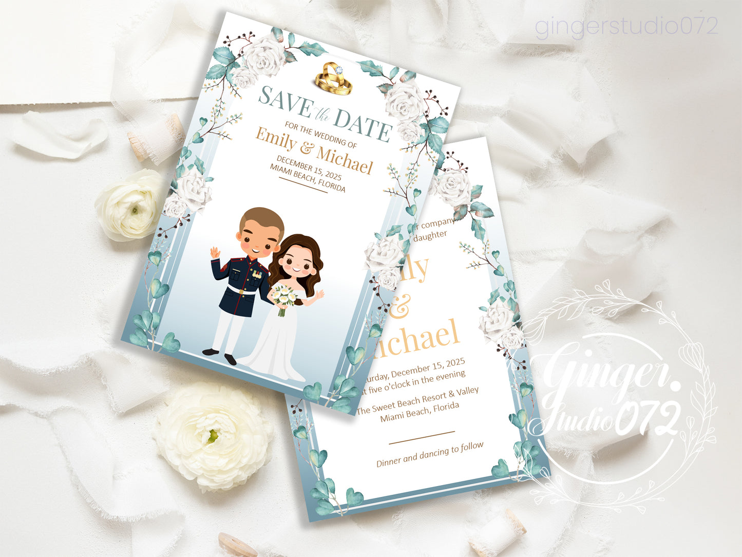 Cute Uniform wedding, Patriotic/Military Couple ,Invitation template #unifwd2001