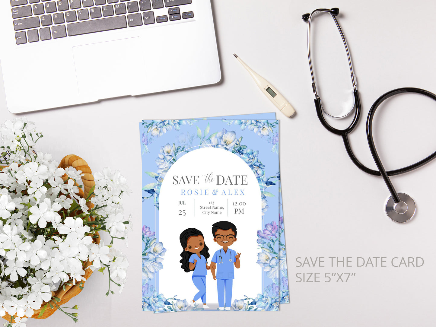 Cute Uniform Wedding, Doctor couple wedding, Invitation Template #UWIV230101