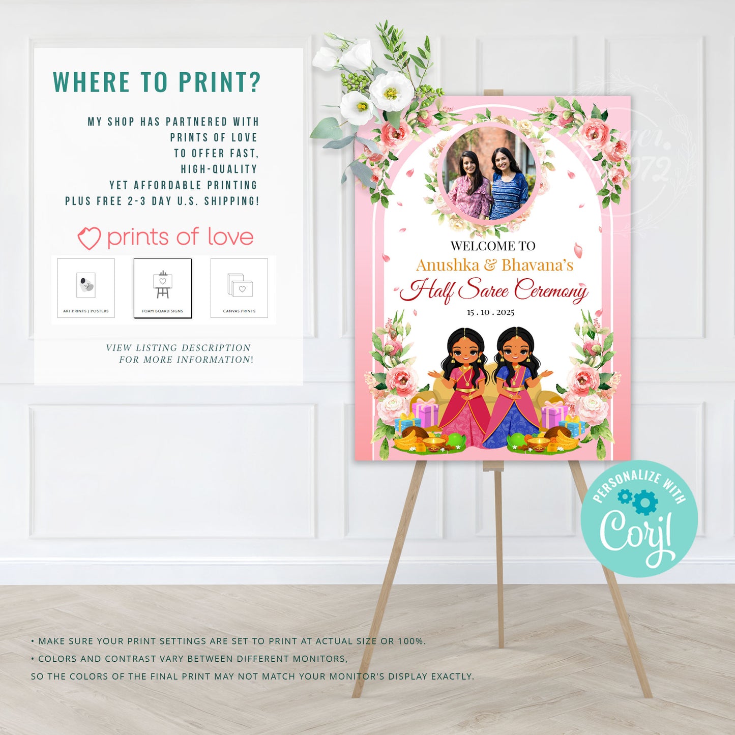Cute Milestone invite : half saree ceremony, Customize Template #hfiv220703