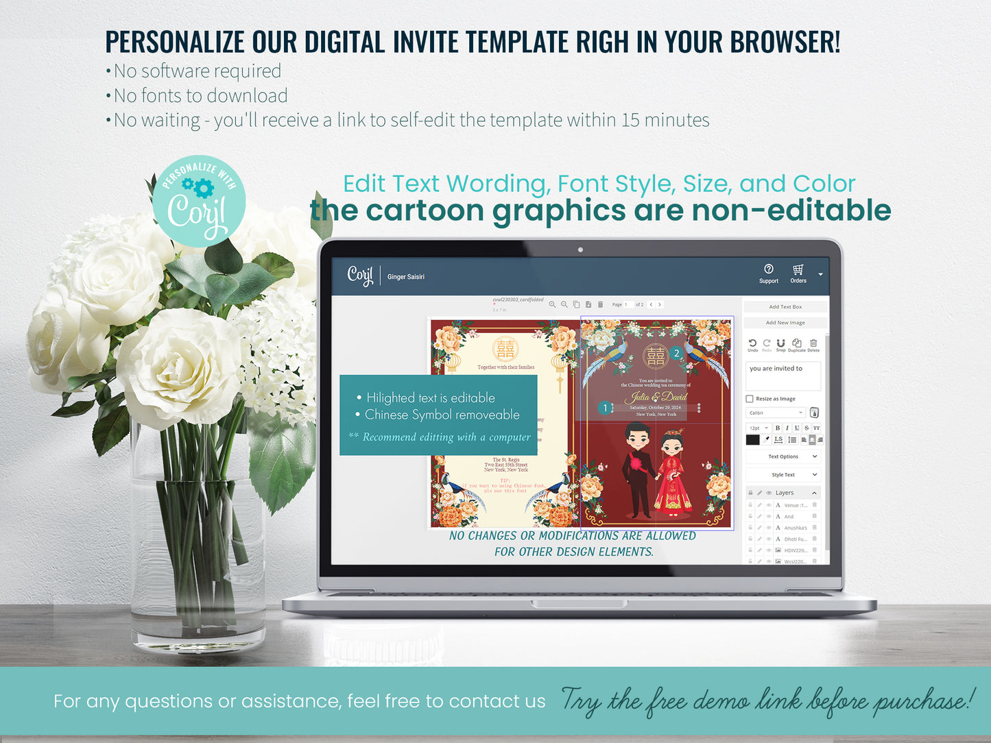 Chinese Tea ceremony invites -Digital Template (Editable PDF) #cvwl230303